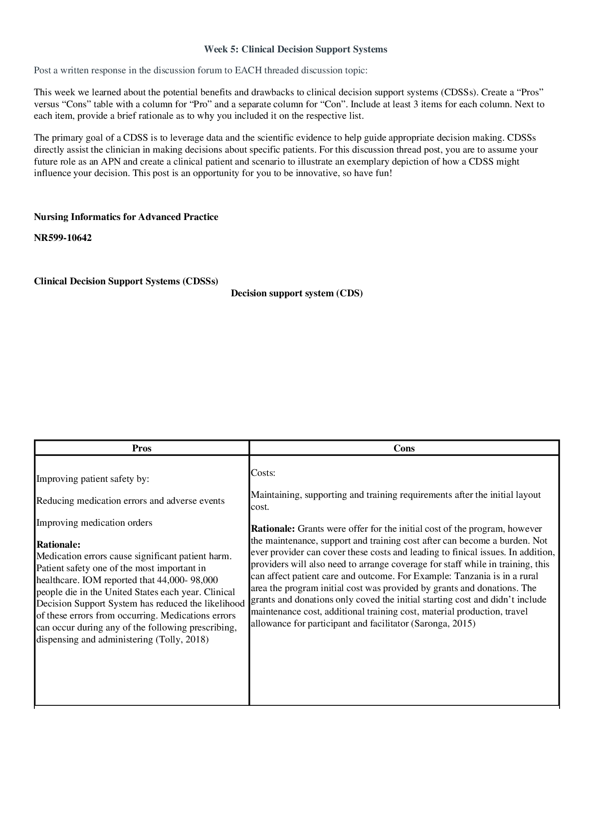 Preview image for NR 503 Week 5 Clinical Decision Support Systems LATEST